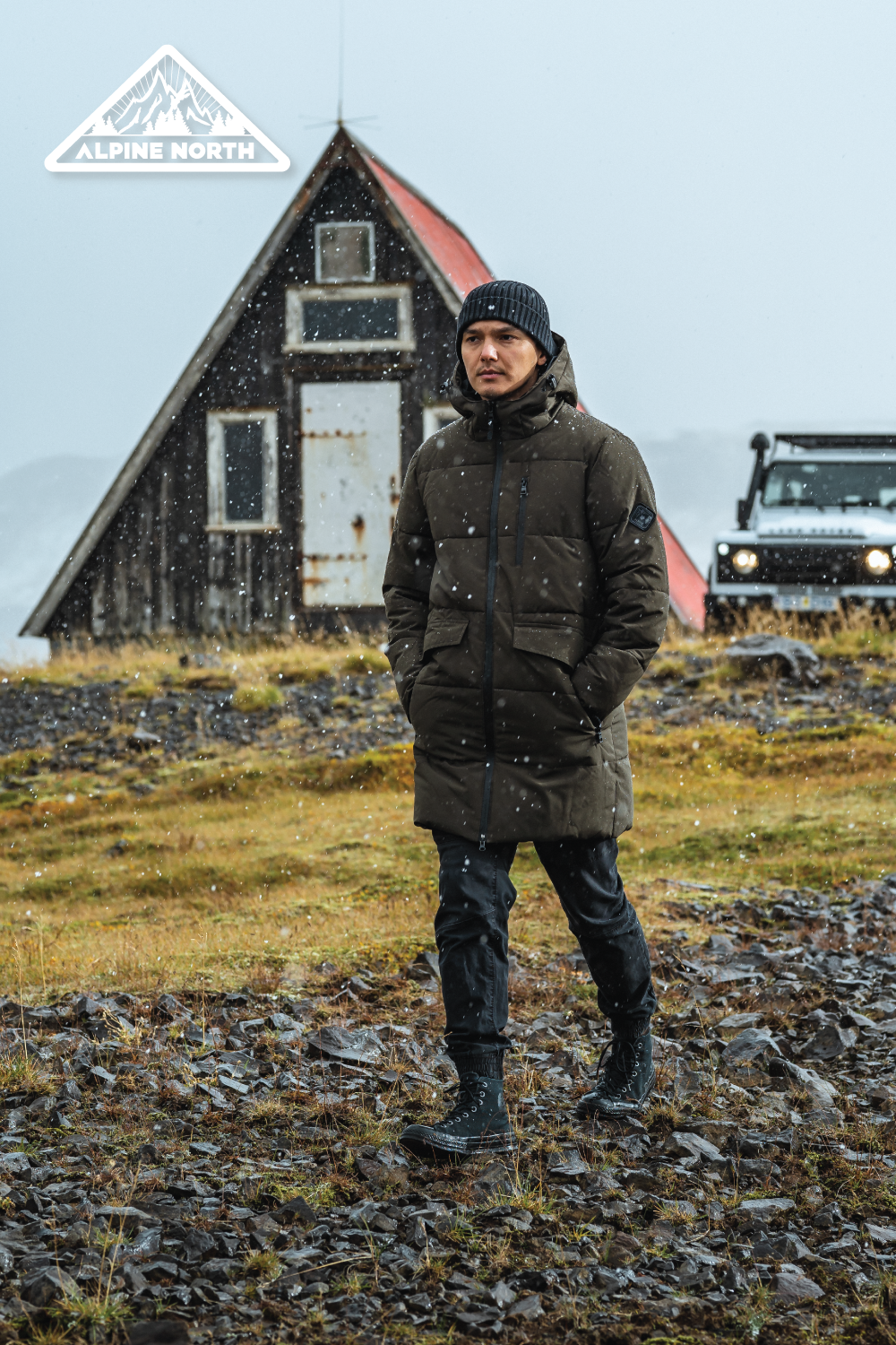 JASPER | MEN'S VEGAN DOWN (RECYCLED) PUFFER COAT, NAVY