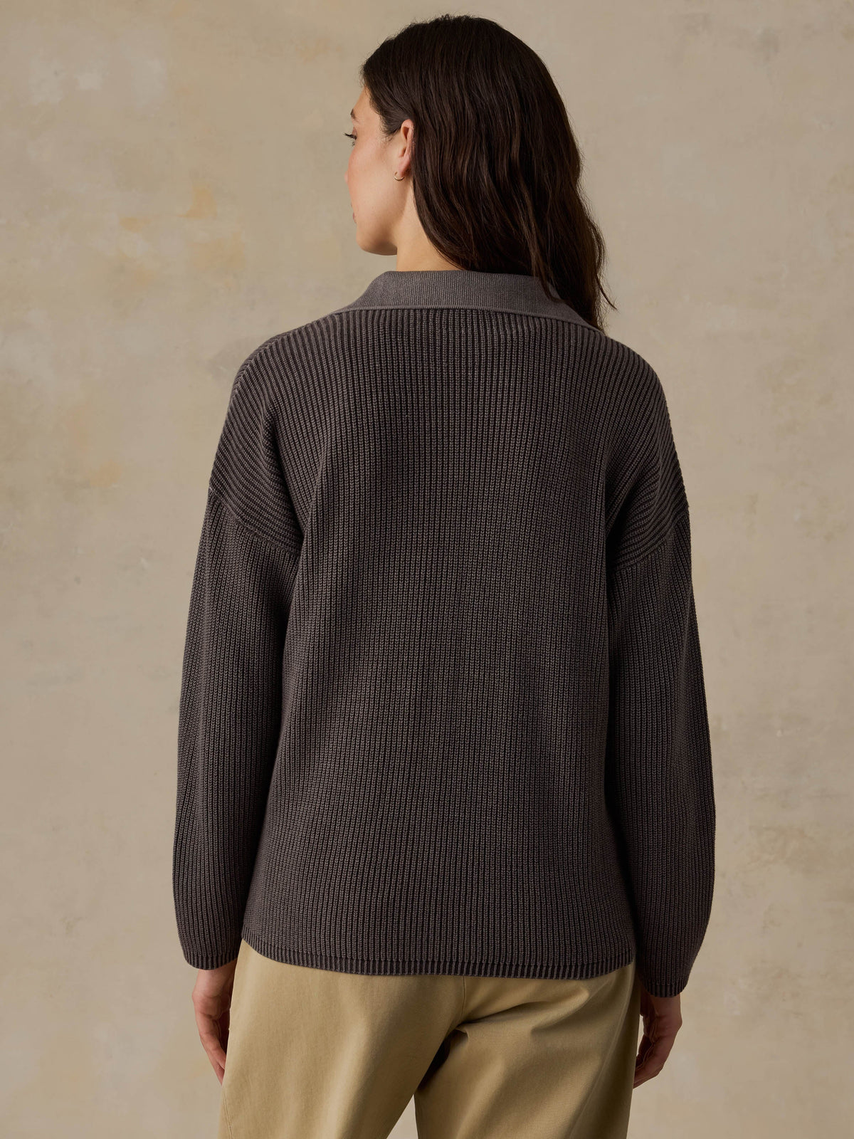 Sunwashed Cotton Sweater Polo - Chocolate Brown