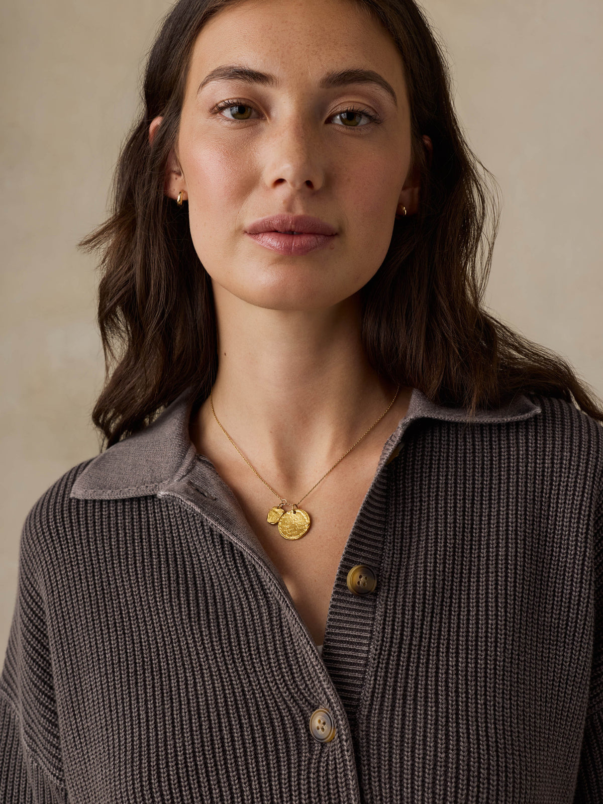 Sunwashed Cotton Sweater Polo - Chocolate Brown