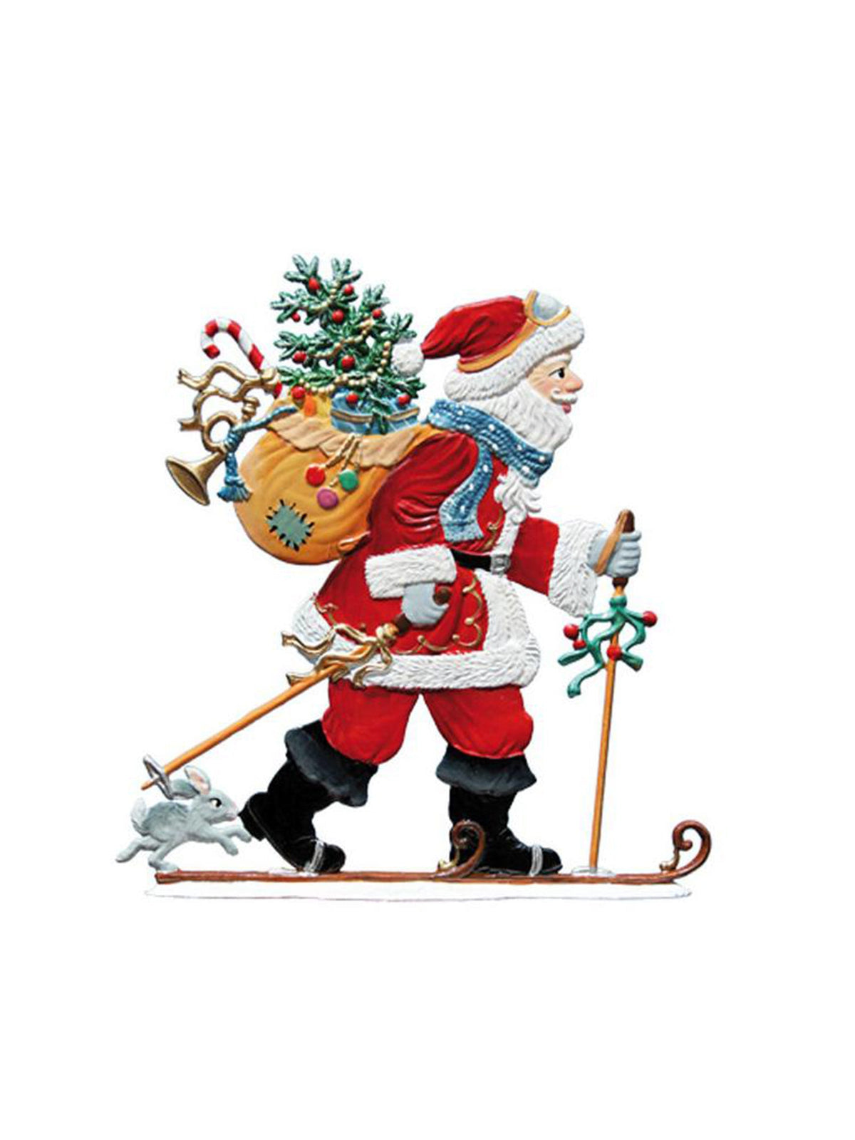 Wilhelm Schweizer Pewter Santa Hitting the Slopes
