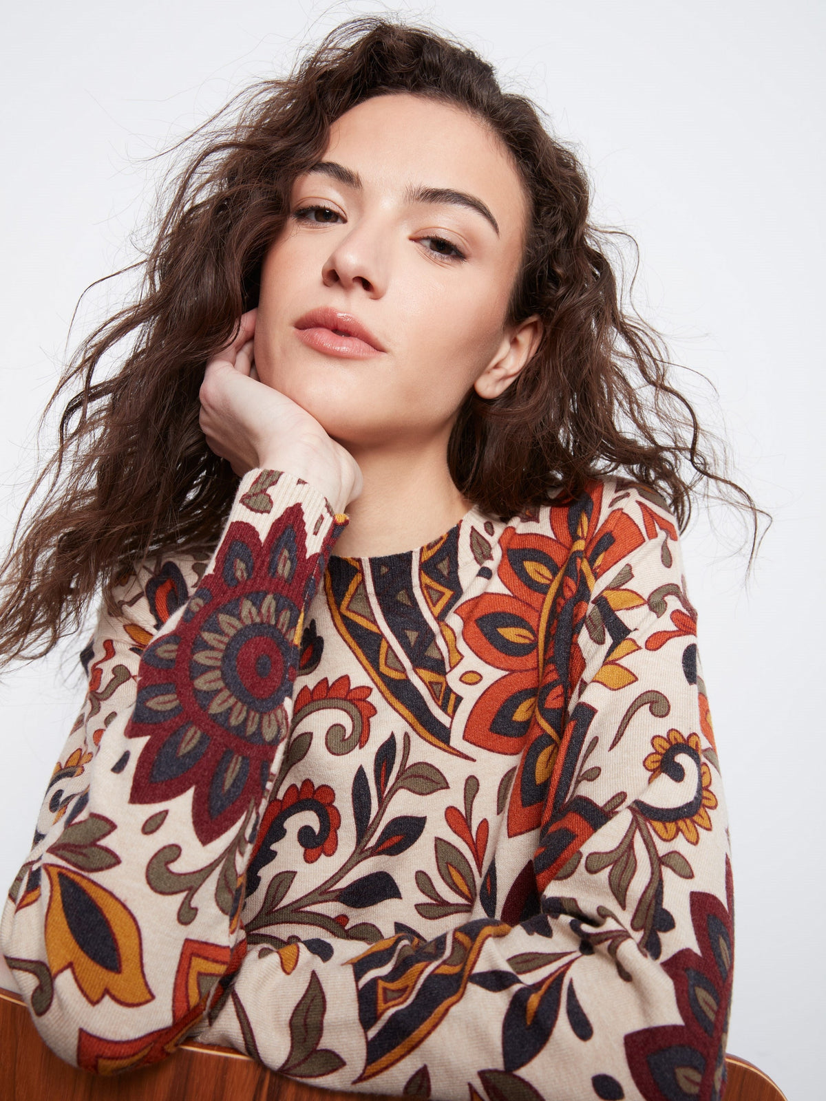 Printed Sweater With Side Buttons - Rio
