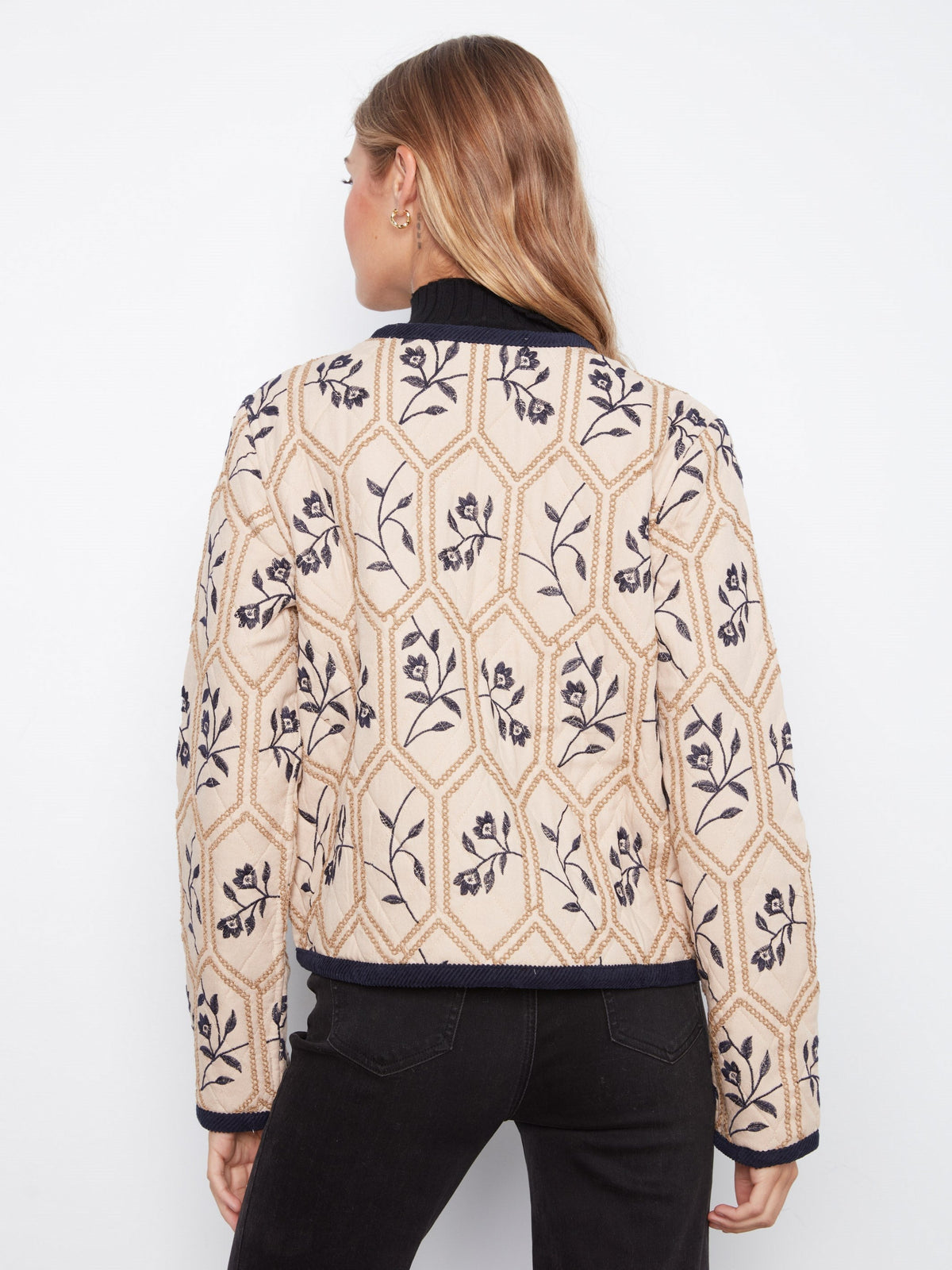 Reversible Embroidered Quilted Jacket - Biscuit