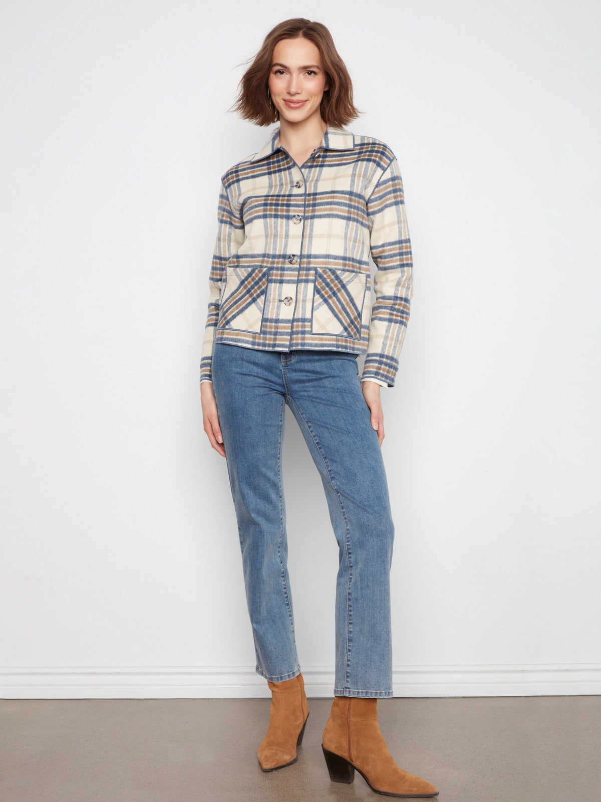 Reversible Plaid Jacket - Ecru