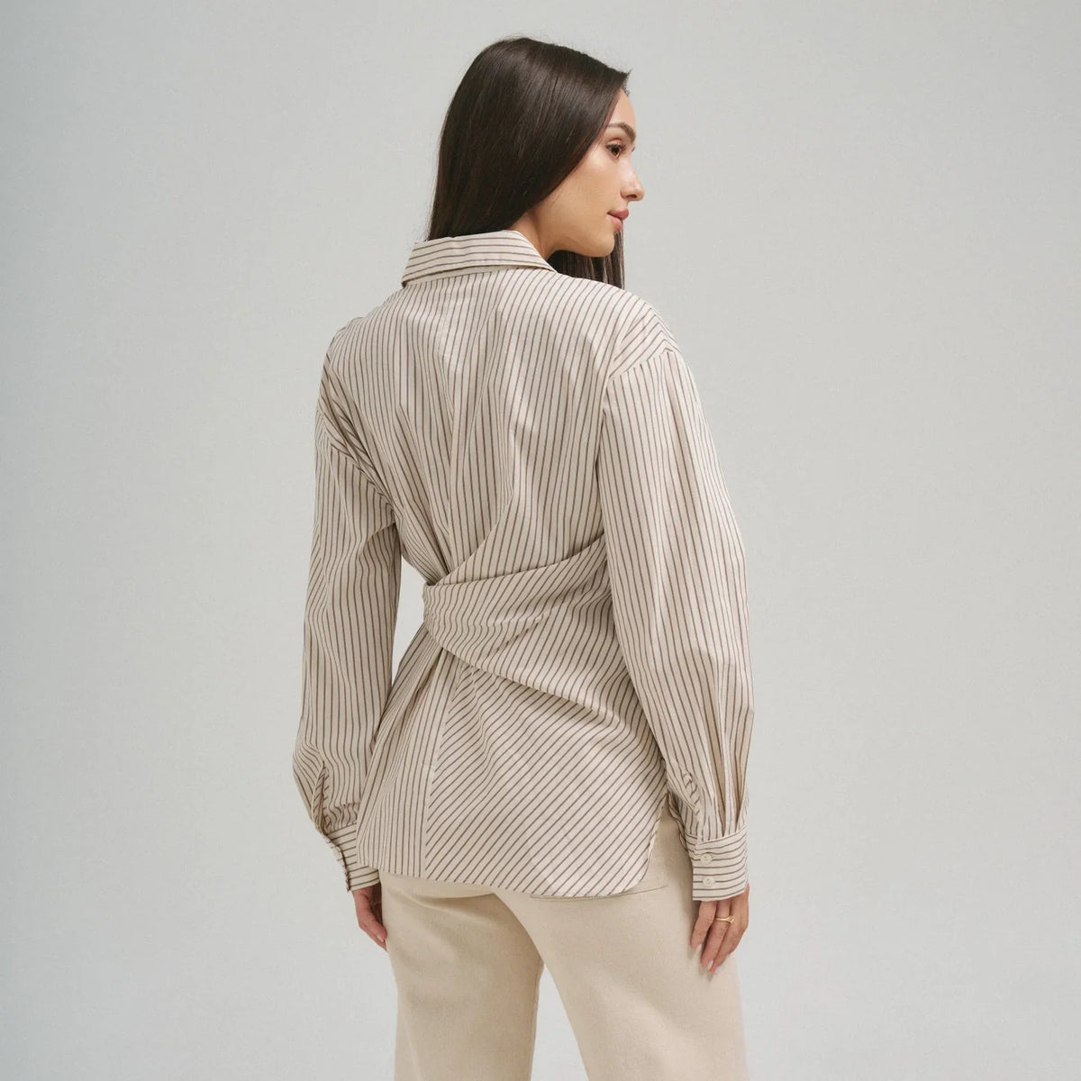 SIDE TIE DETAILED STRIPE SHIRT TOP