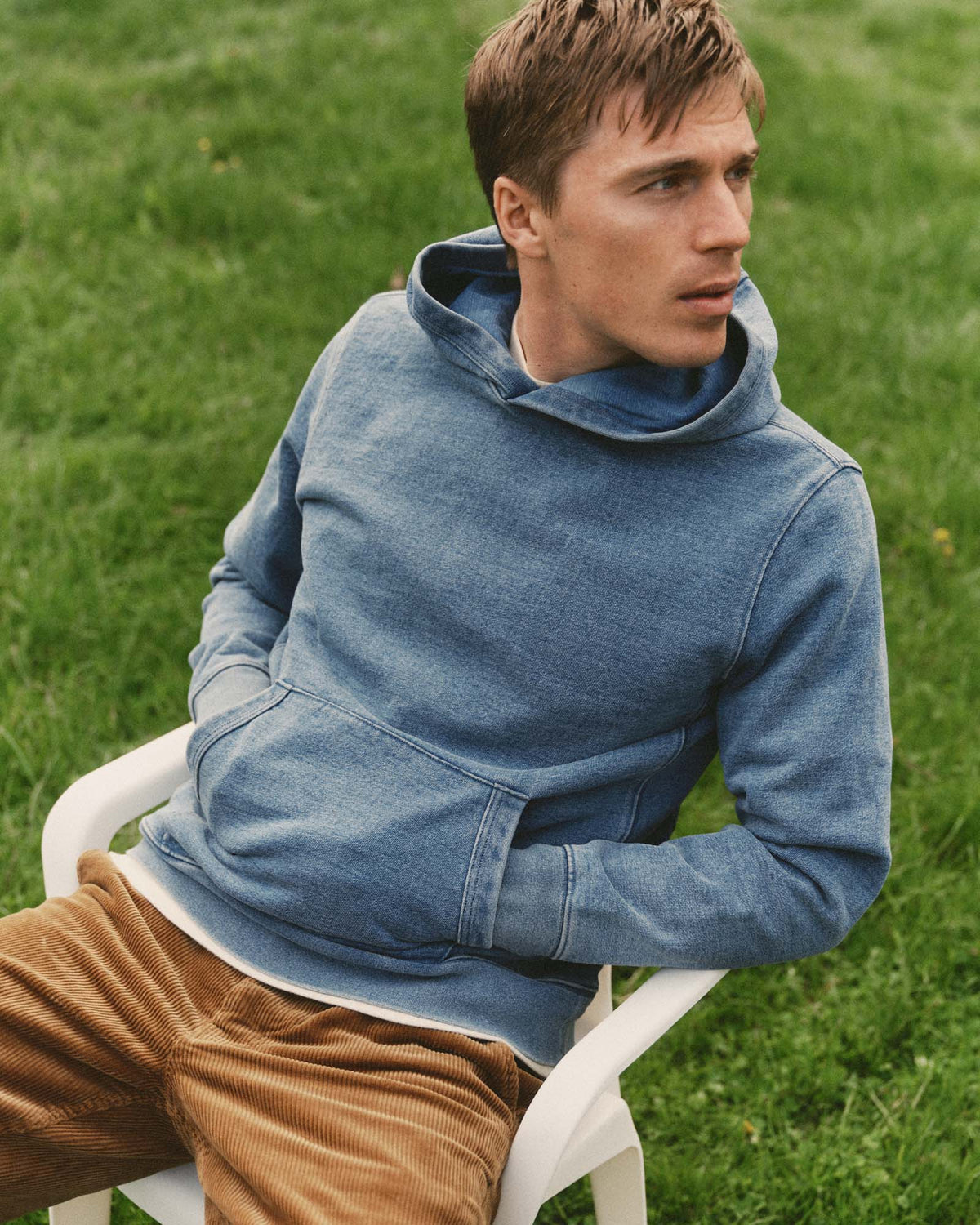 The Sunset Hoodie in Washed Indigo Terry