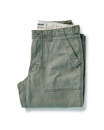 The Surplus Pant in Field Olive Reverse Sateen