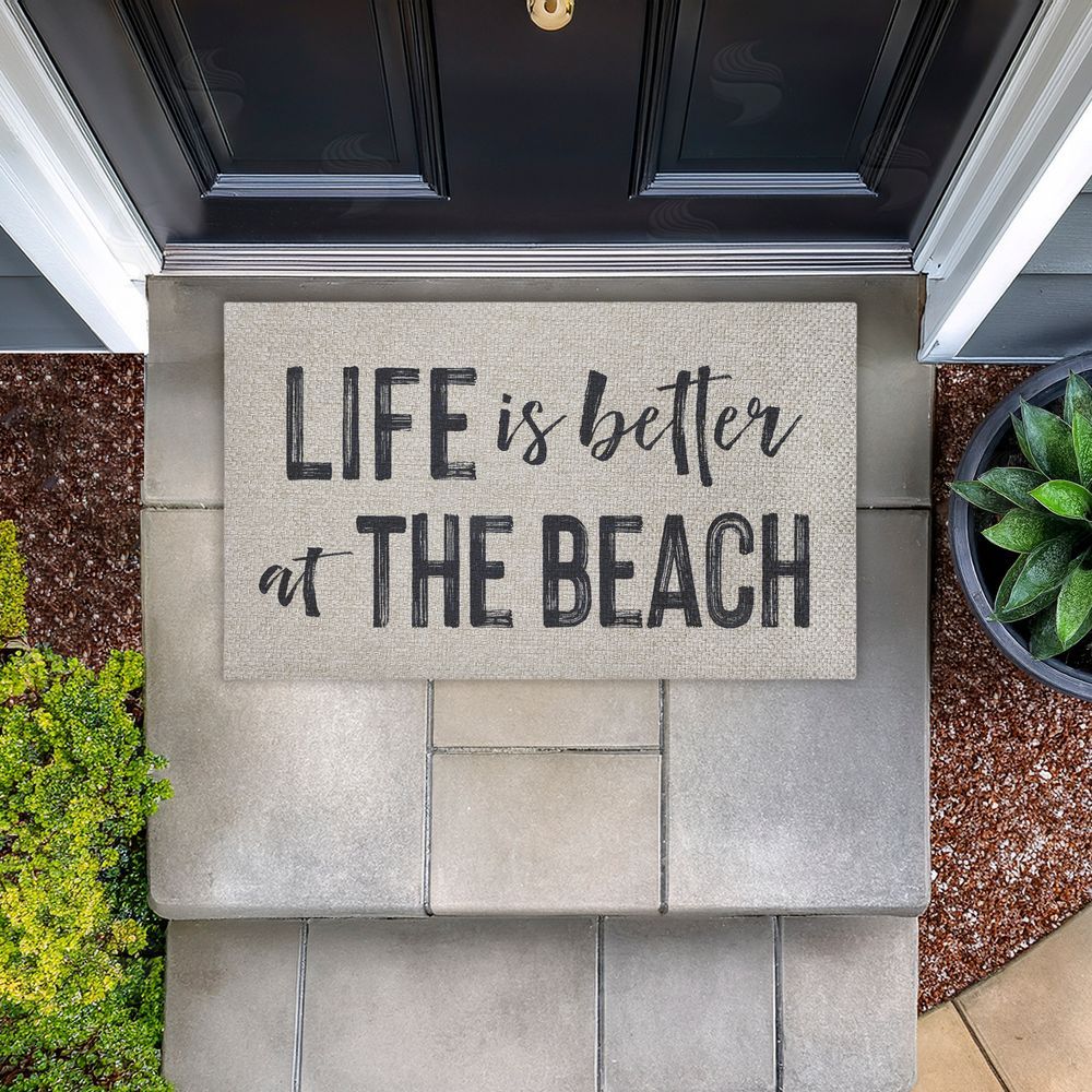 Lettered and Lined | Life Better At The Beach Faux Sisal Door Mat