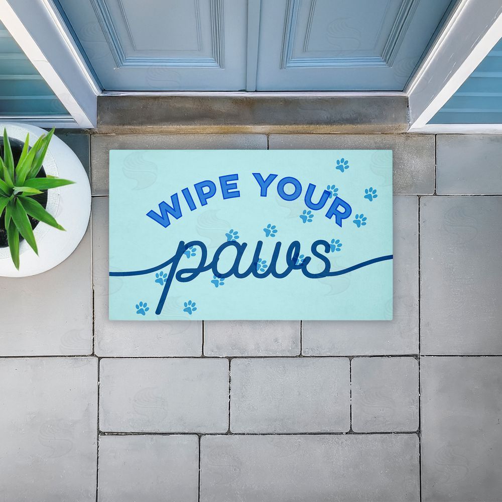 Stupell Studio | Wipe Your Paws on Blue Non-Woven Door Mat