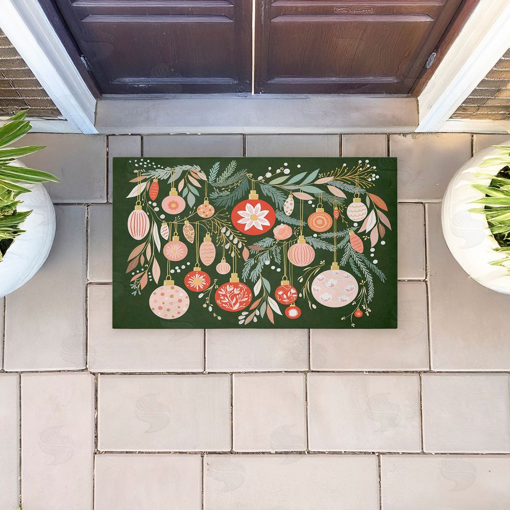 Leah Straatsma | Holiday Florals & Ornament Shapes Non-Woven Door Mat