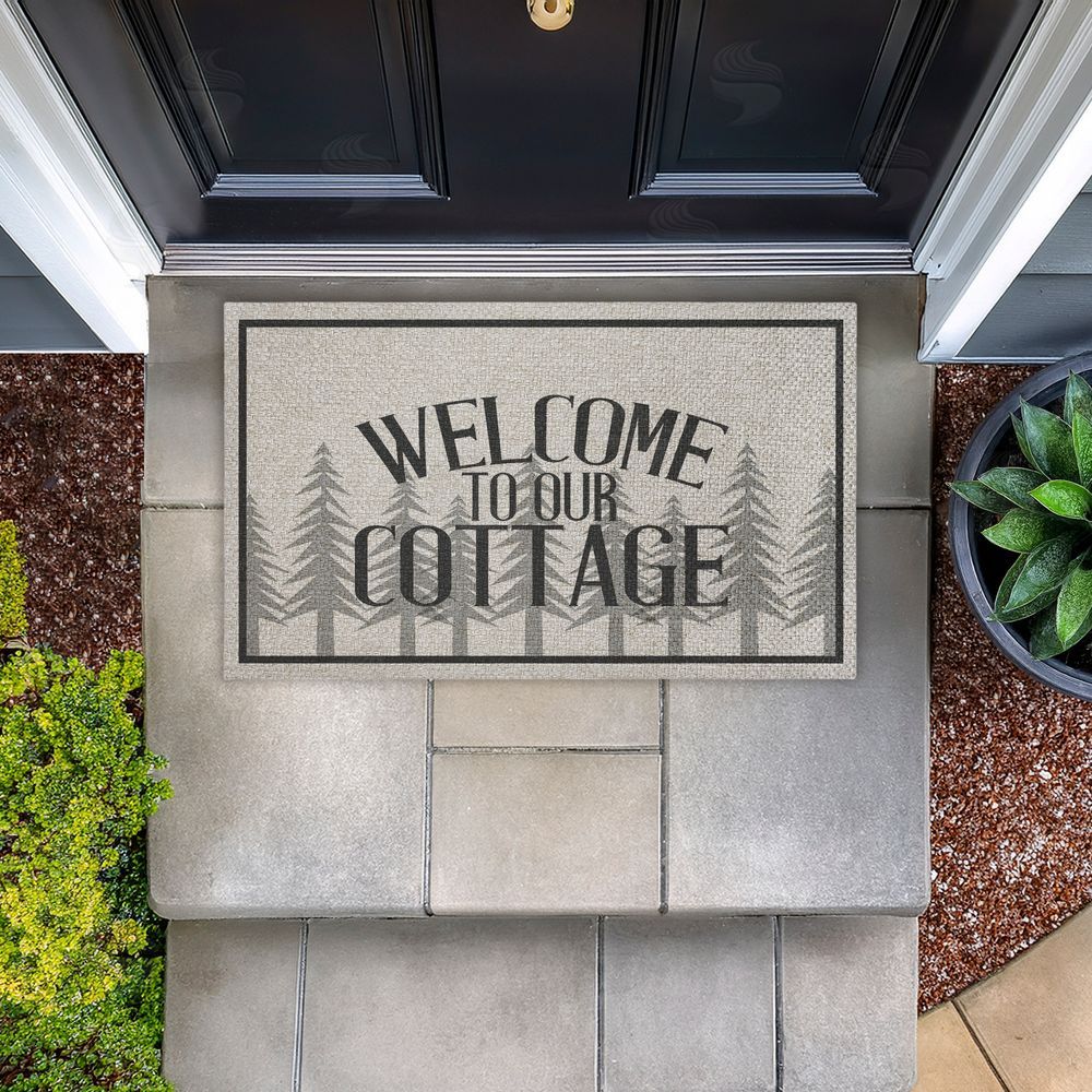 Kim Allen | Welcome To Our Cottage Trees Faux Sisal Door Mat