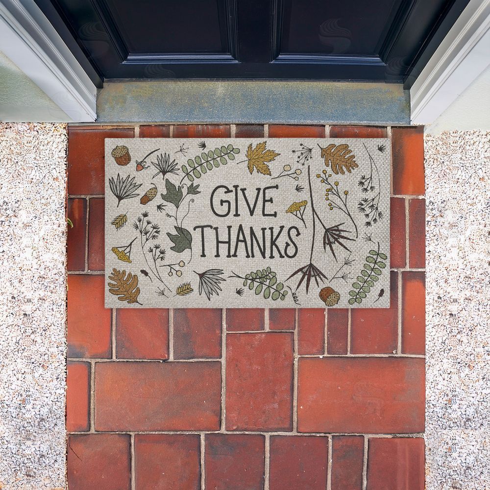 Sweet Melody Designs | Give Thanks Autumn Leaves Faux Sisal Door Mat