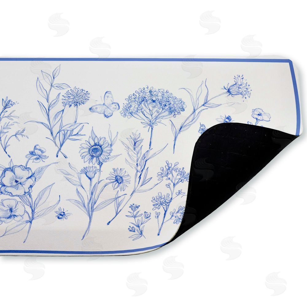 Susan Winget | Single Blue Flower Sprigs Anti-Fatigue Mat