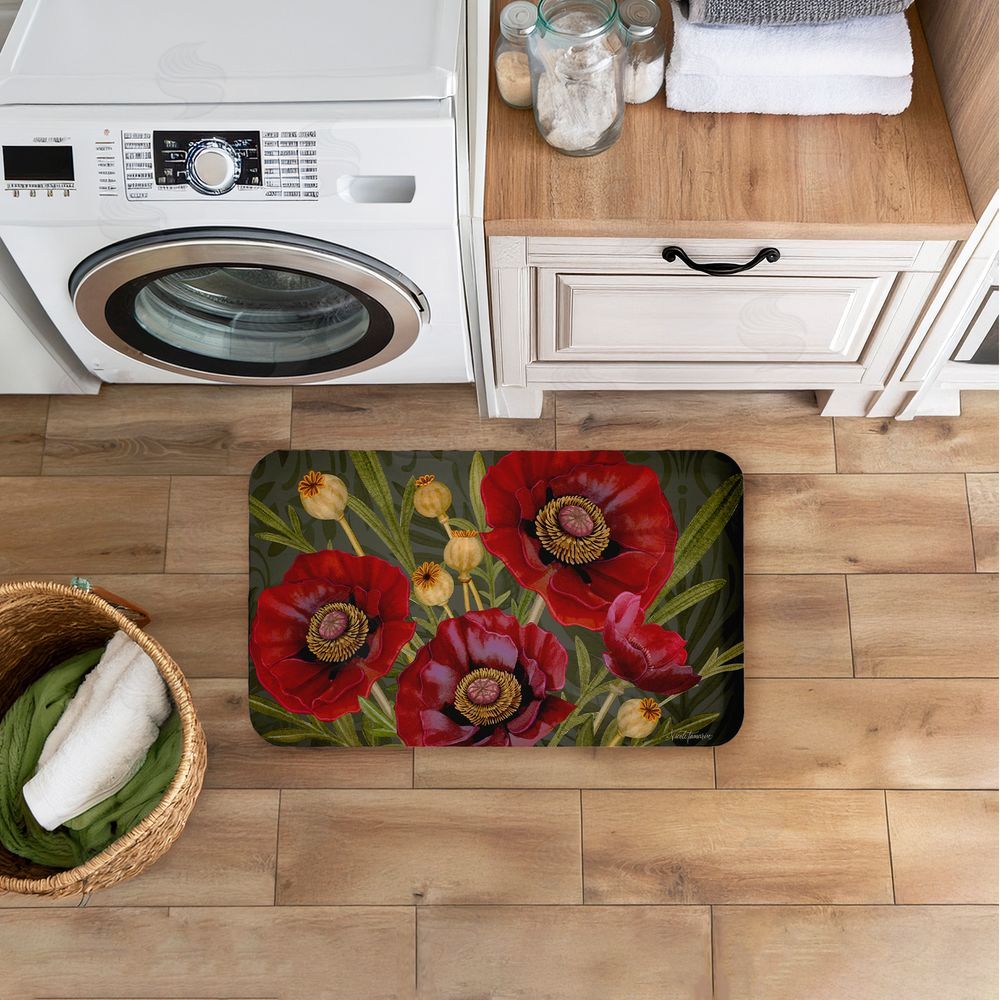 Nicole Tamarin | Red Poppy Midnight Garden Anti-Fatigue Mat