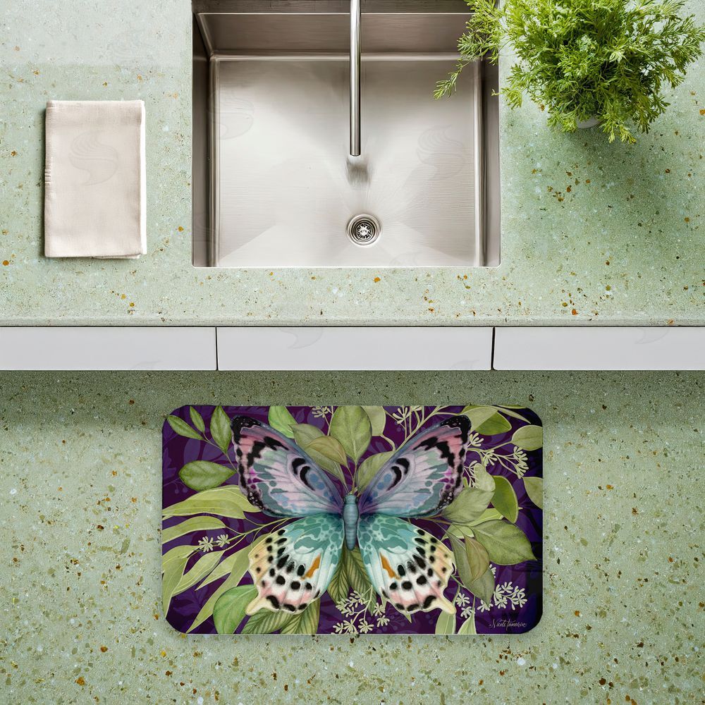 Nicole Tamarin | Midnight Butterfly Garden Anti-Fatigue Mat