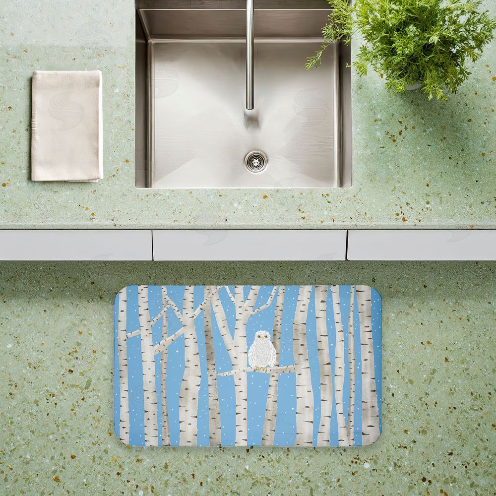 Darlene Seale | Winter Birches & Owl Anti-Fatigue Mat