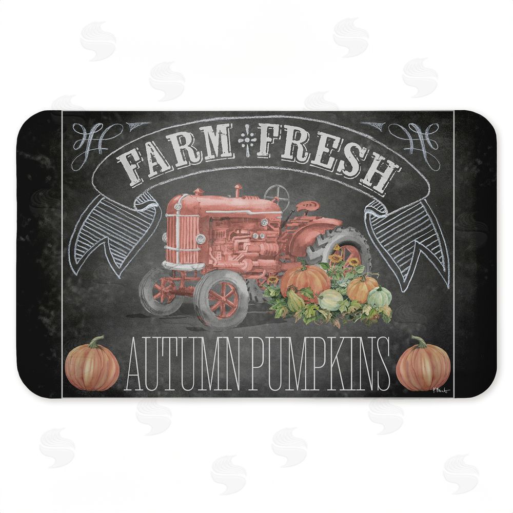 Paul Brent | Autumn Tractor Chalkboard Pumpkins Anti-Fatigue Mat