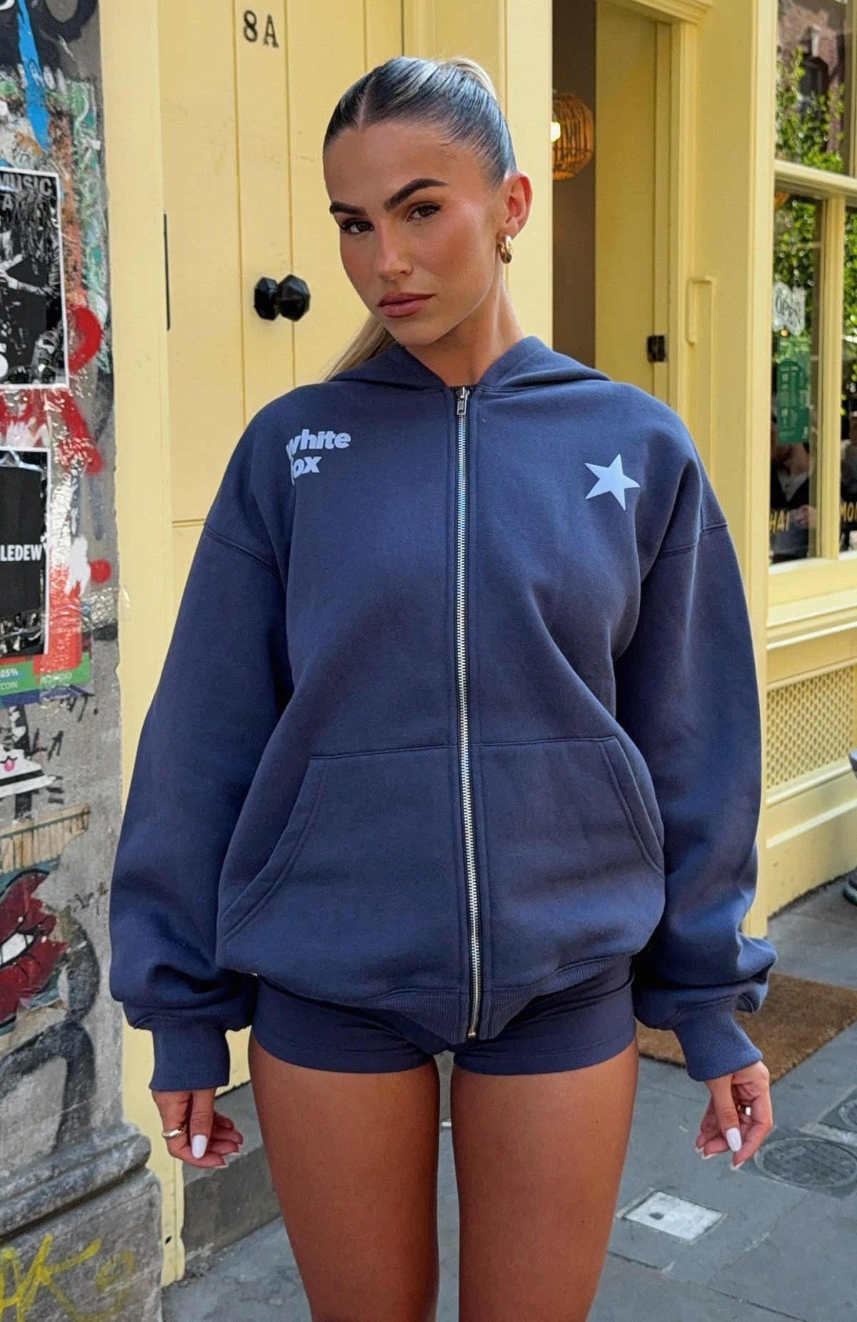 From The Archives Charli Zip Front Hoodie Navy
